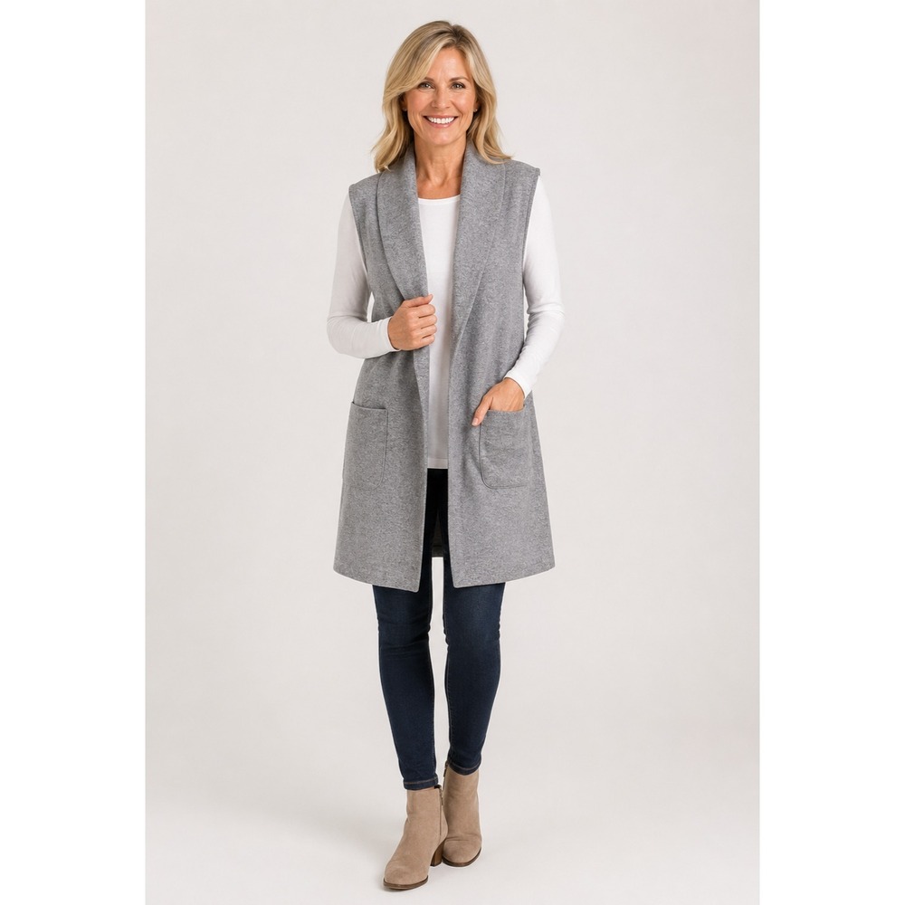 Joie Sweater Vest Womens Small Gray Polyester Blend Pockets Lagenlook PTO Mom